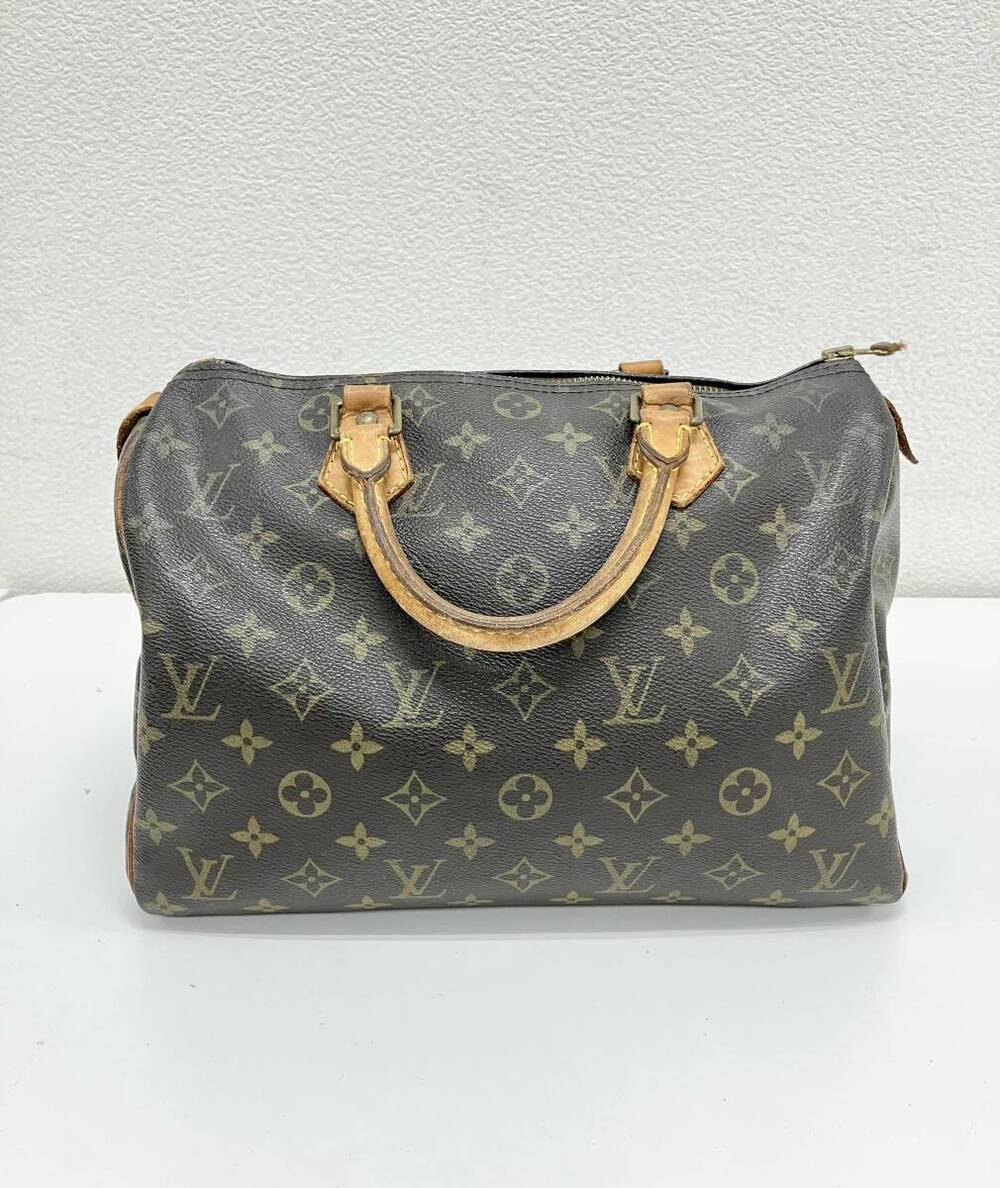 Louis Vuitton Monogram Speedy Boston Bag Brown Leather